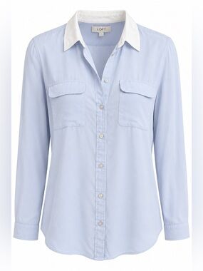LOFT blue button down worth it casual shirt